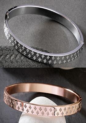 Multi Set Of 2 Rhodium Plated Stainlessteel Kada Bracelet For Men