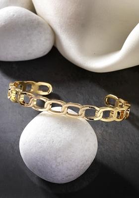Gold Gold Plated Metal Cuff Bracelet For Men