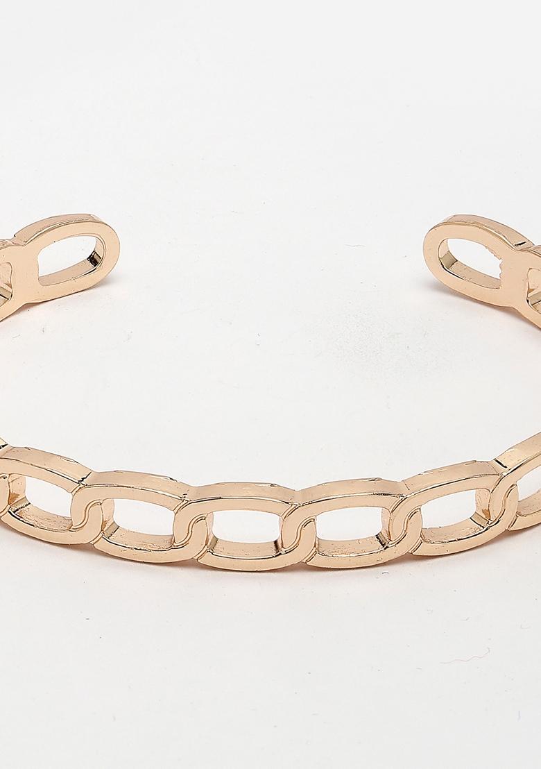 Gold Rose Gold Metal Cuff Bracelet For Men