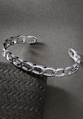 Silver Plated Metal Cuff Bracelet For Men