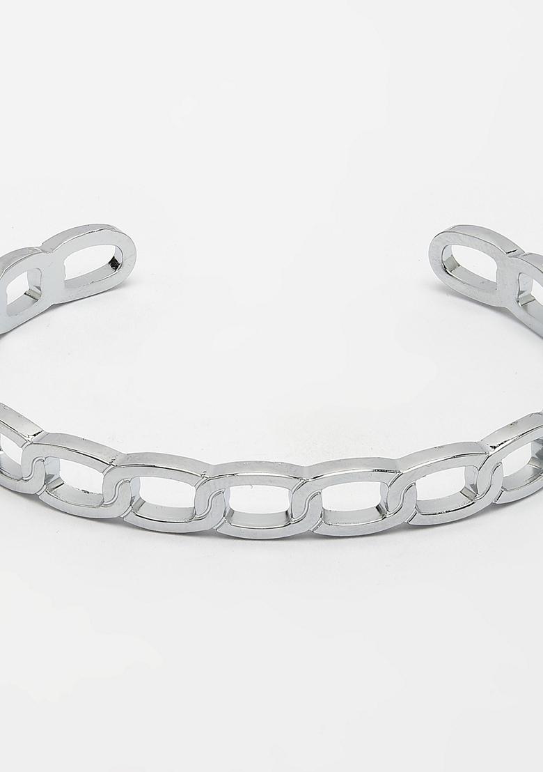 Silver Plated Metal Cuff Bracelet For Men