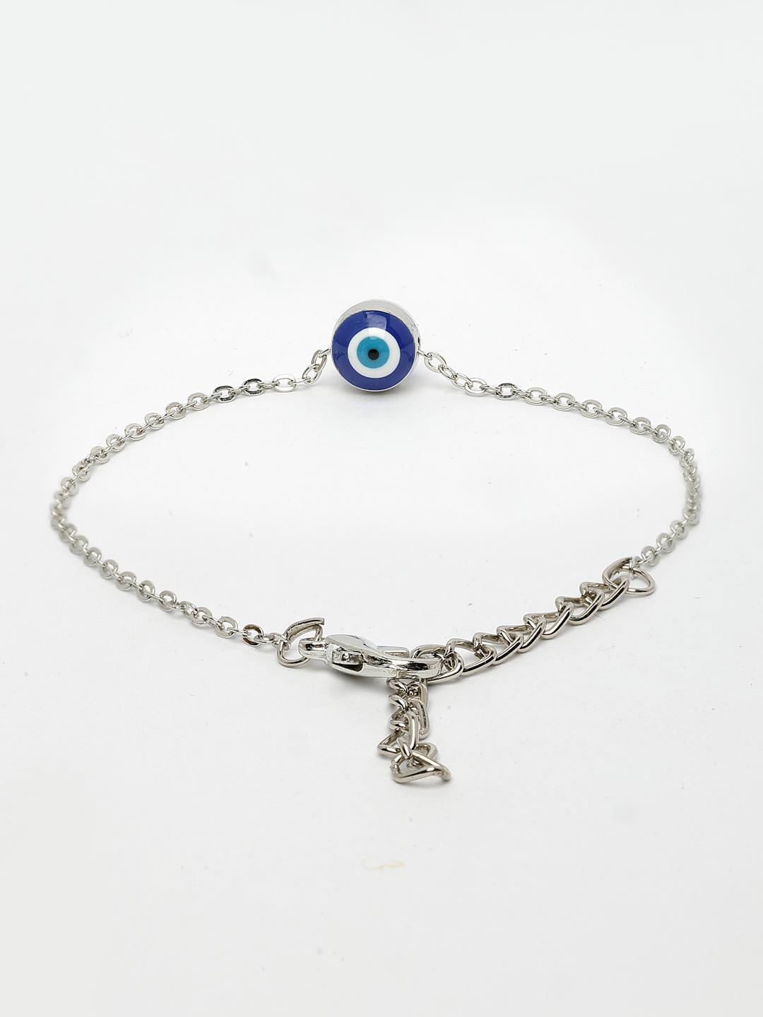 Silver Plated Evil Eye Link Bracelet