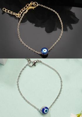 Multi Set Of 2 Gold & Silver Plated Evil Eye Link Bracelet