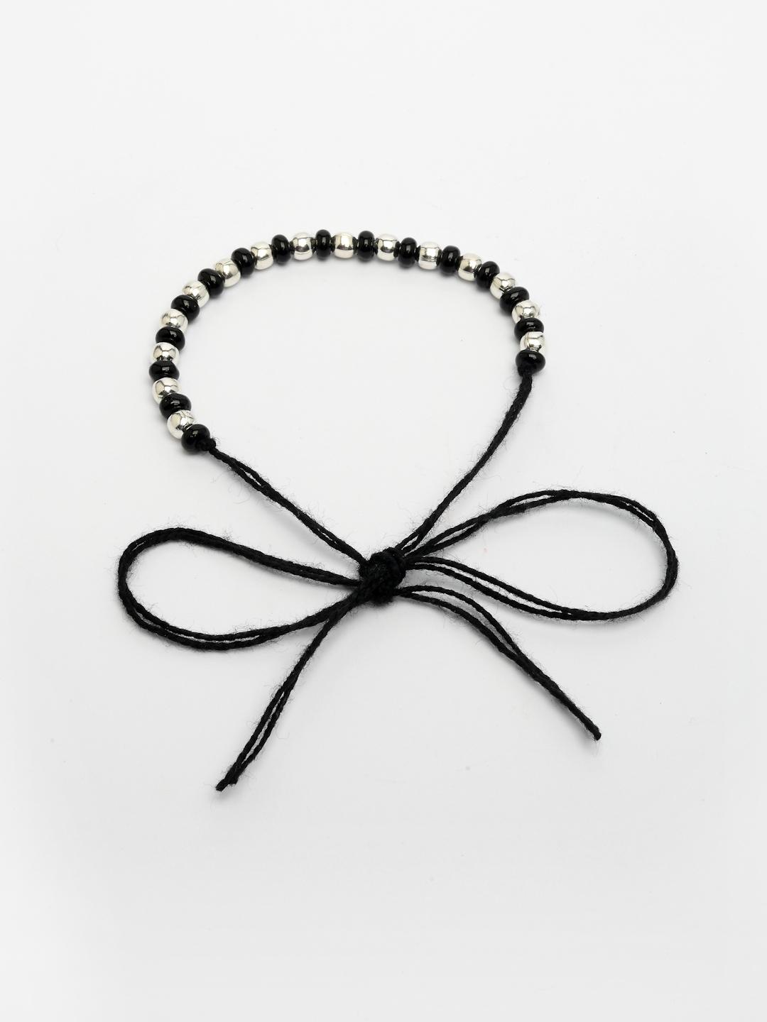 Silver Kids Set Of 2 Rhodium Plated Beaded Wraparound Nazariya Bracelet