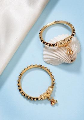 Gold Kids Set Of 2 Rhodium Plated Artificial Beads Nazariya Kada Bracelet