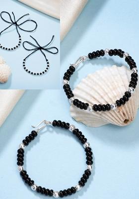 Silver Kids Pair Of 2 Rhodium Plated Artificial Beads Nazariya Link Bracelet