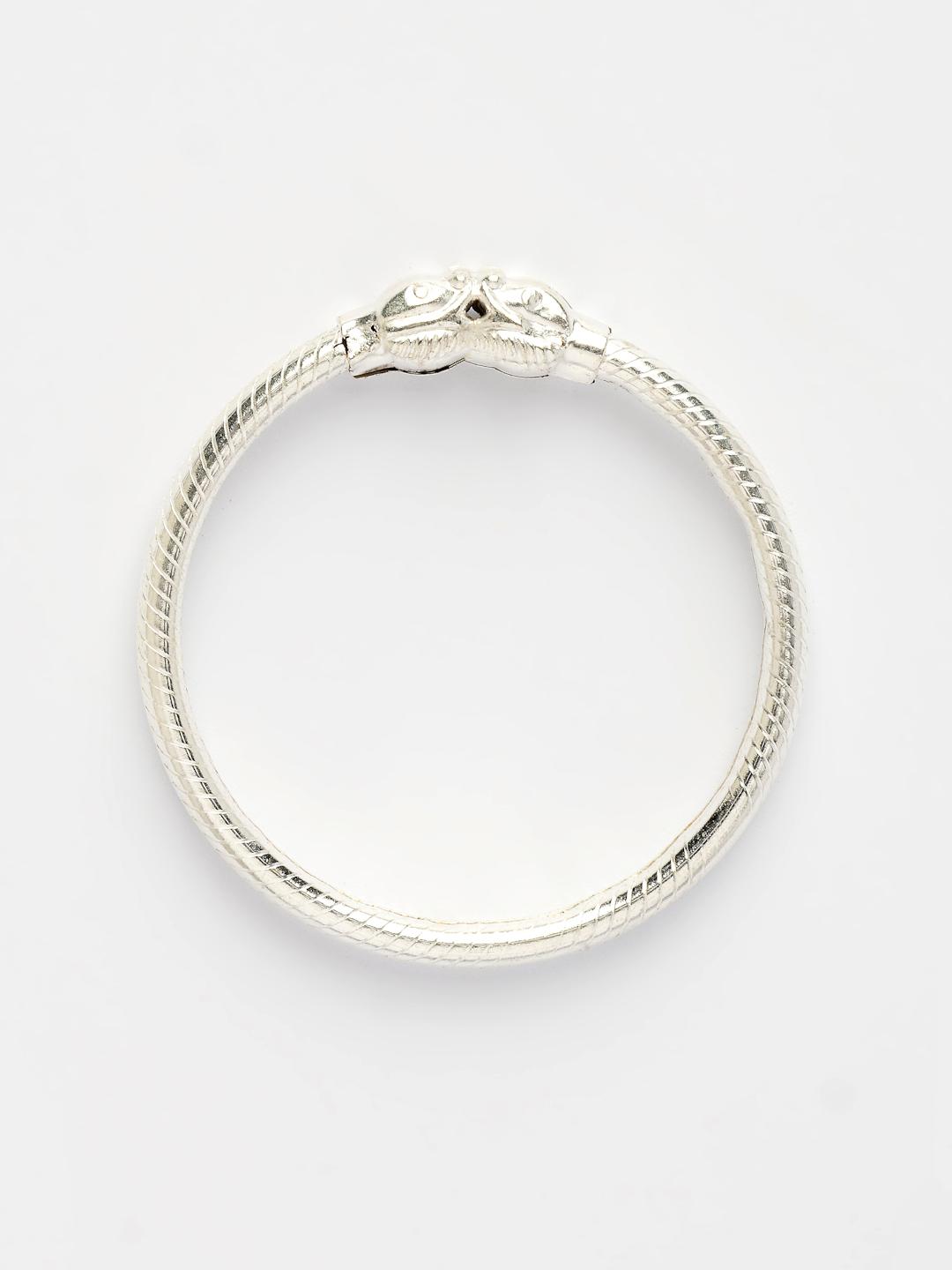 Silver Kids Pair Of 2 Rhodium Plated Artificial Beads Nazariya Kada Bracelet