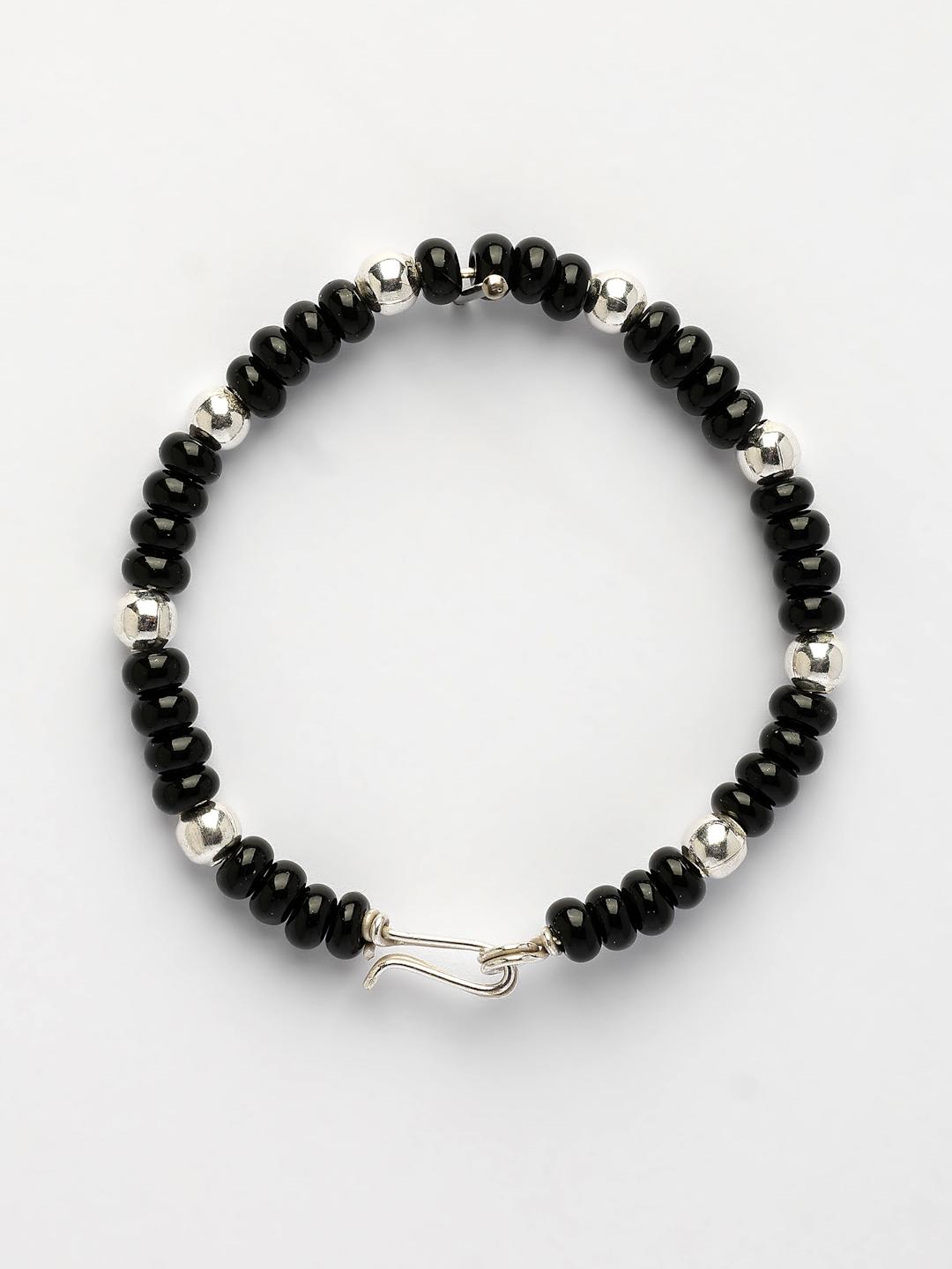 Silver Kids Pair Of 2 Rhodium Plated Artificial Beads Nazariya Kada Bracelet