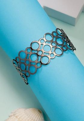 Grey Rhodium Plated Cuff Bracelet