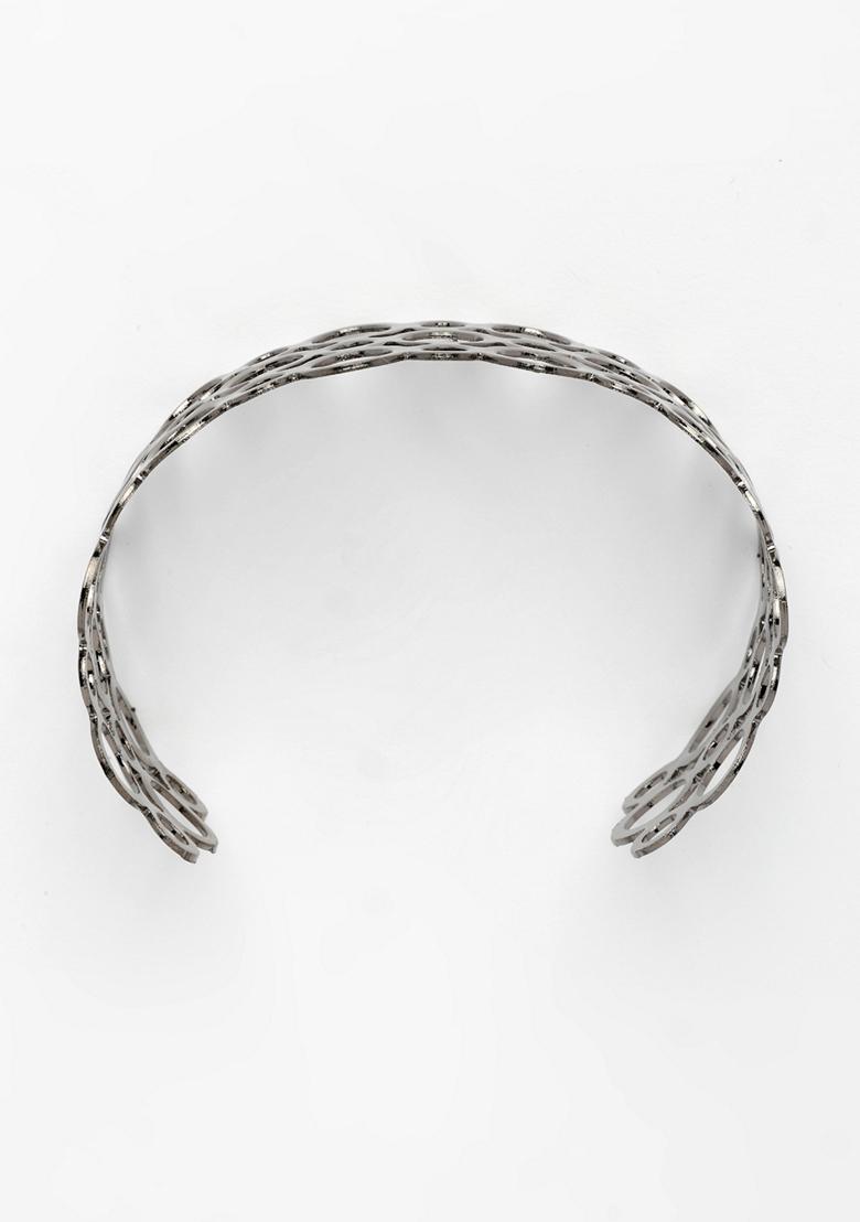 Grey Rhodium Plated Cuff Bracelet