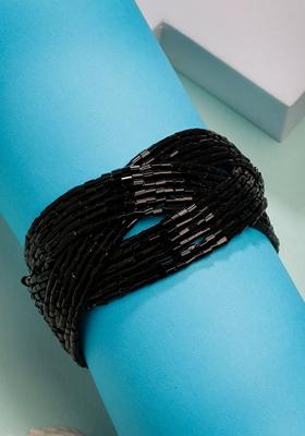 Black Artificial Beads Western Cuff Bracelet