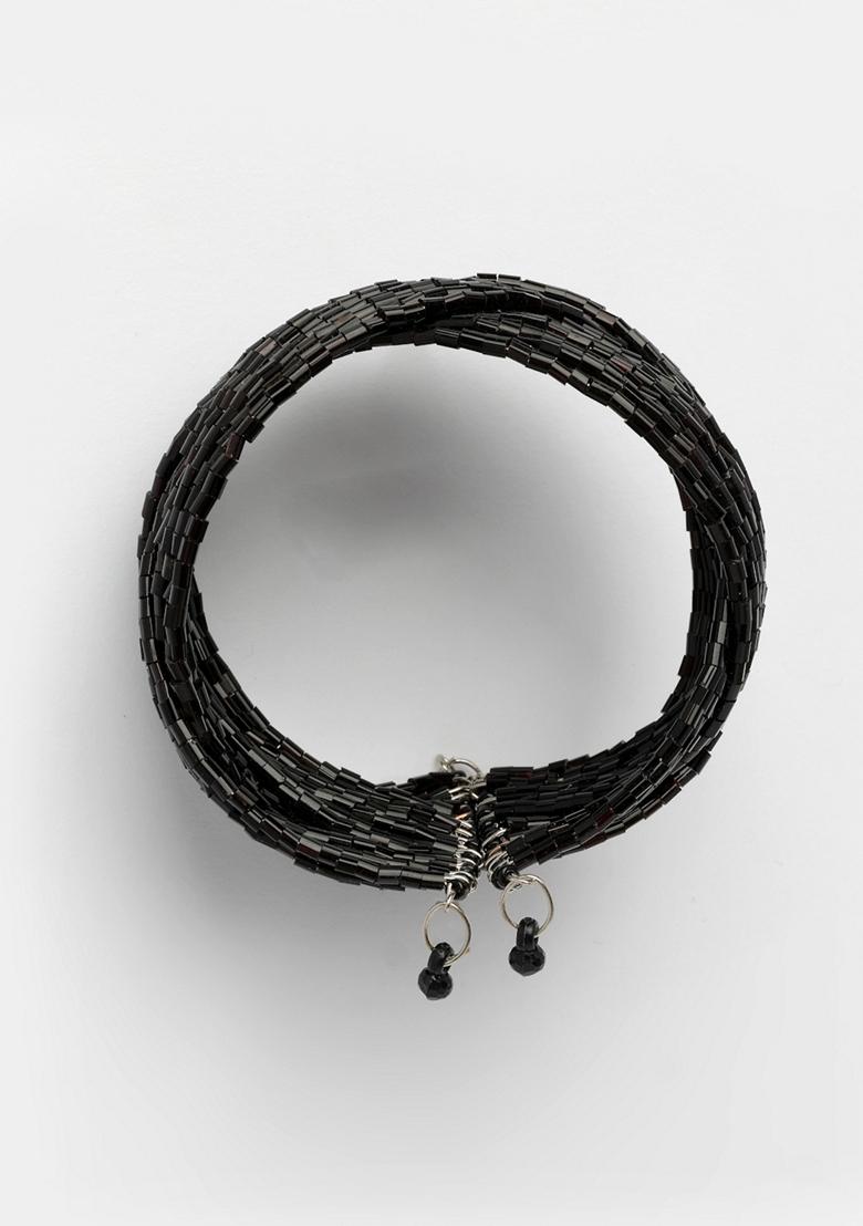 Black Artificial Beads Western Cuff Bracelet