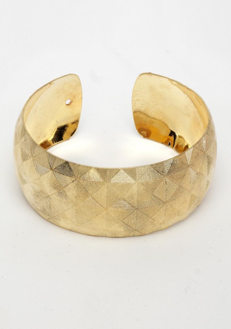 Gold Gold Plated Self Design Cuff Bracelet