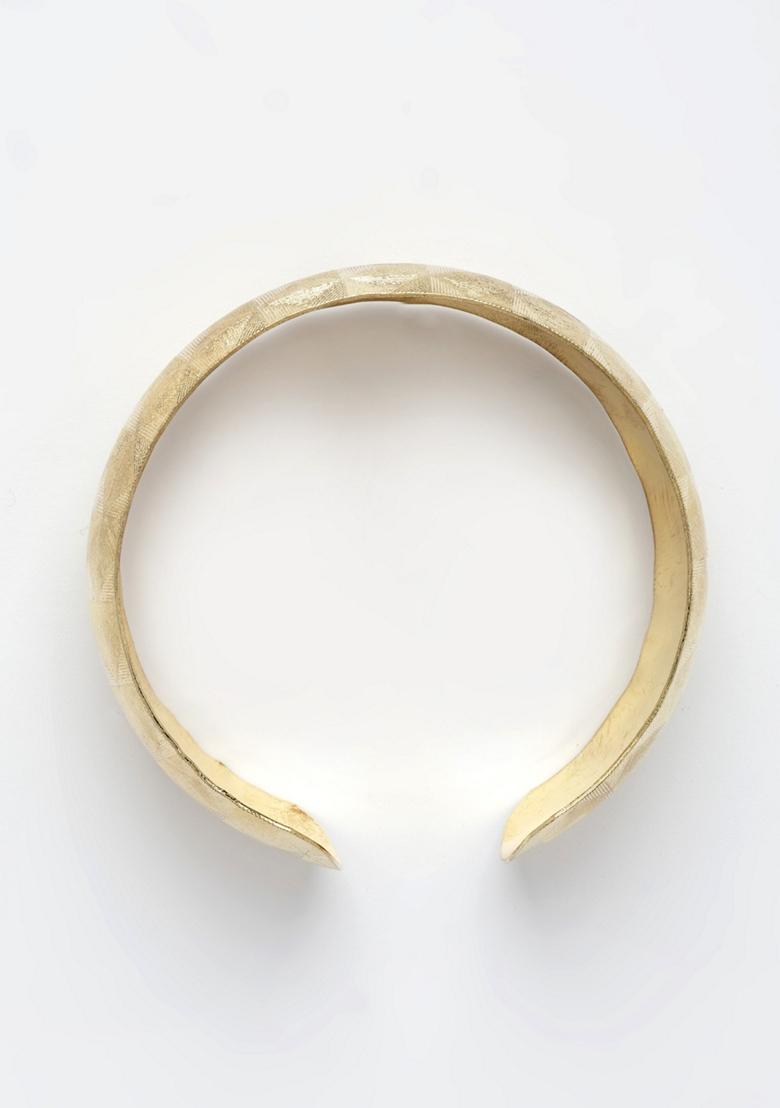 Gold Gold Plated Self Design Cuff Bracelet