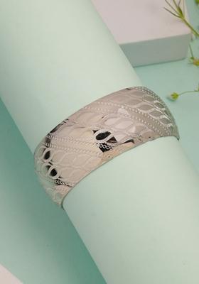 Silver Plated Self Design Cuff Bracelet