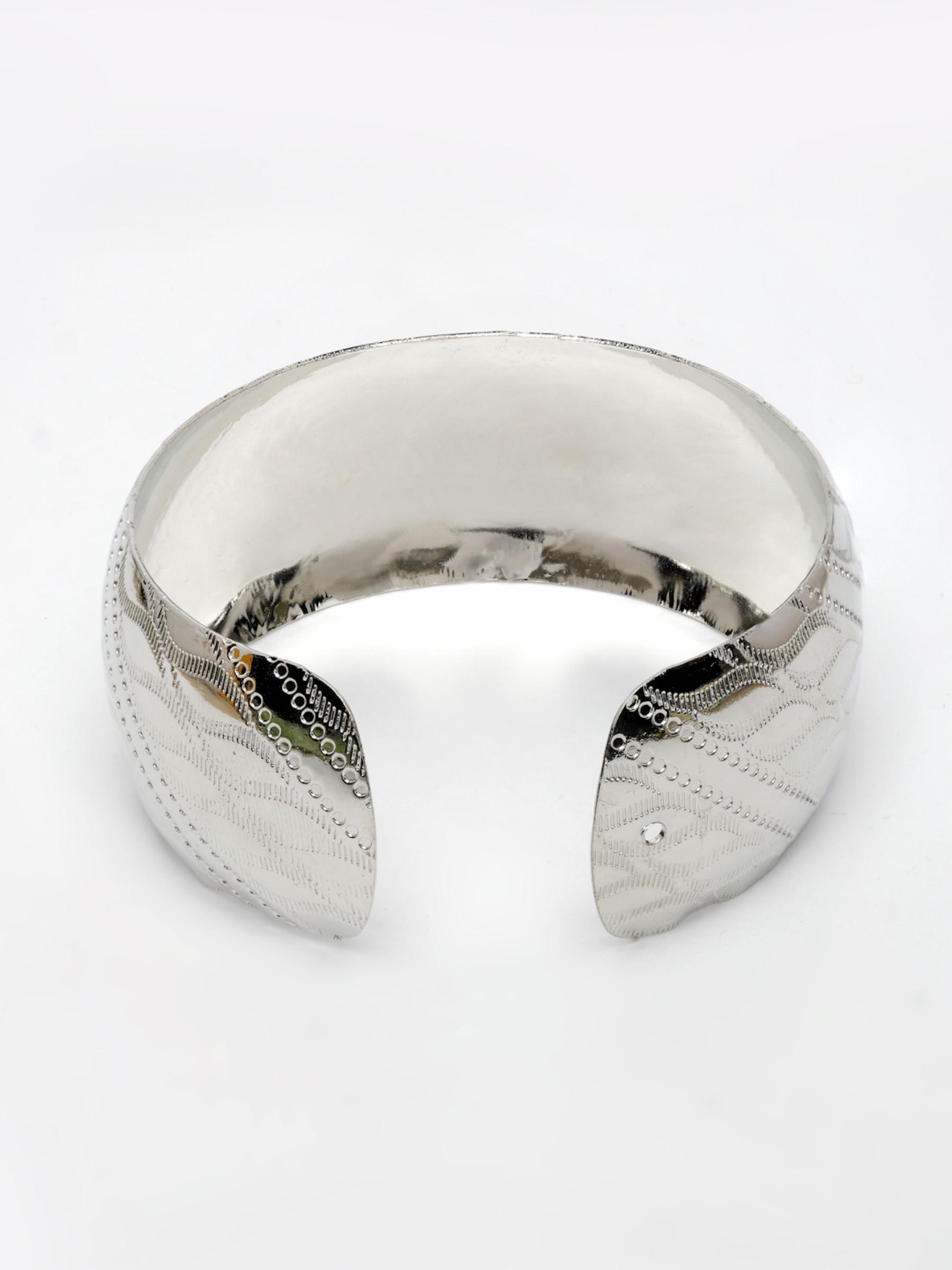 Silver Plated Self Design Cuff Bracelet