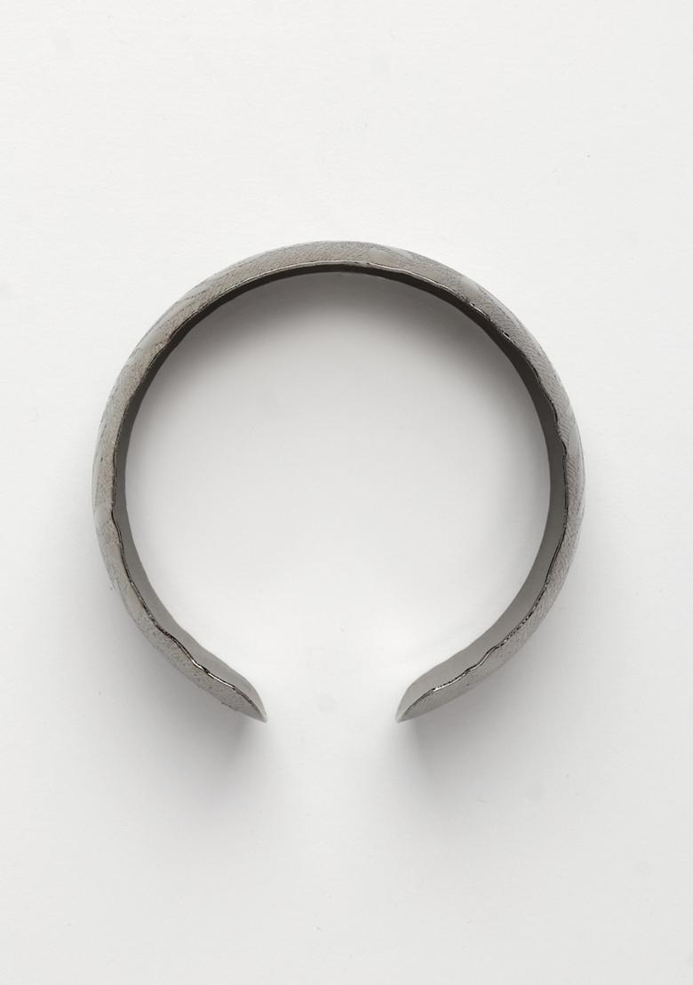 Grey Rhodium Plated Self Design Cuff Bracelet