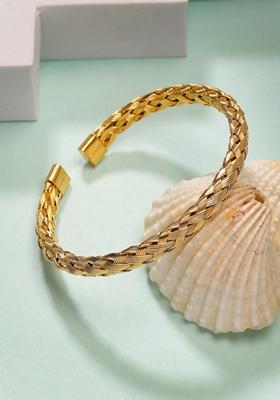 Gold Gold Plated Stainlessteel Cuff Bracelet For Men