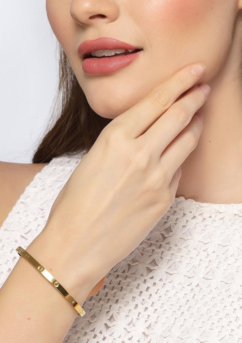 Gold Gold Plated Stainless Steel Kada Bracelet