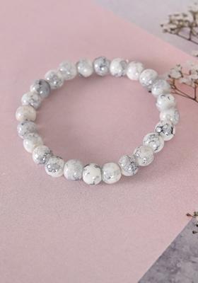 White Unisex Beaded Elasticated Wraparound Bracelet