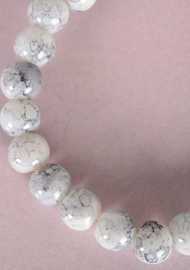 White Unisex Beaded Elasticated Wraparound Bracelet