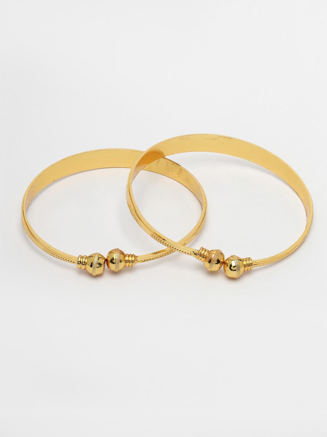 Gold Set Of 2 Gold Plated Handcrafted Adjustable Bangles