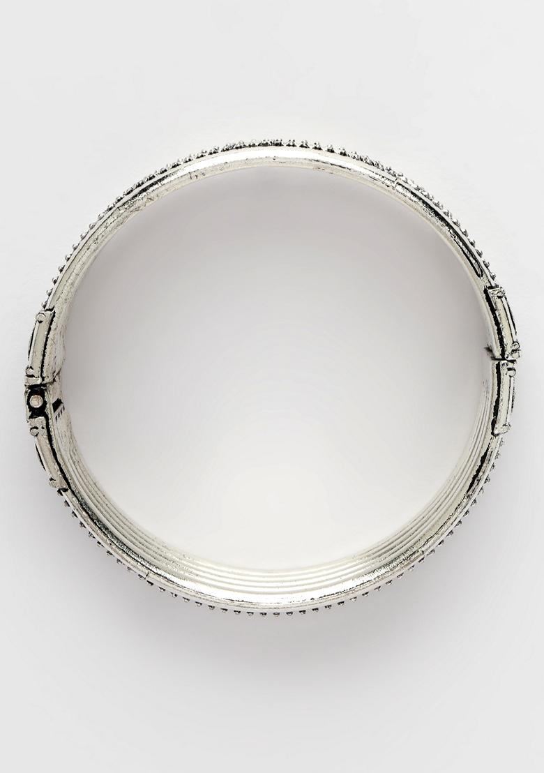 Silver Set Of 2 Toned German Oxidised Kada Bangle