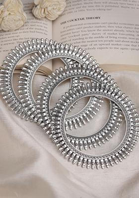 Silver Set Of 4 Plated German Oxidised Bangles