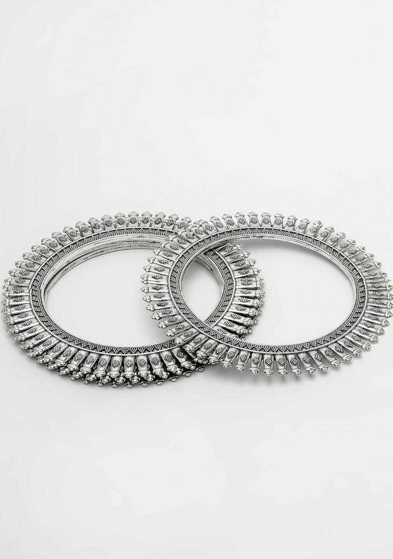 Silver Set Of 4 Plated German Oxidised Bangles