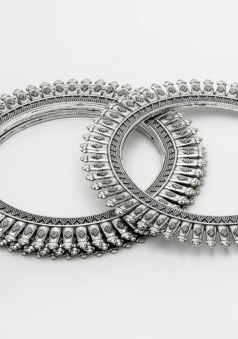 Silver Set Of 4 Plated German Oxidised Bangles