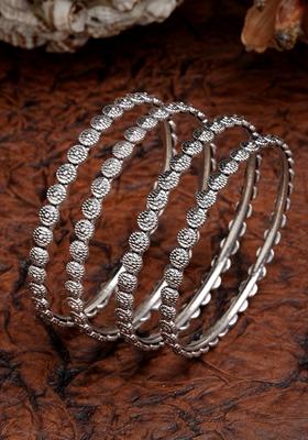 Silver Set Of 4 Toned German Oxidised Bangles