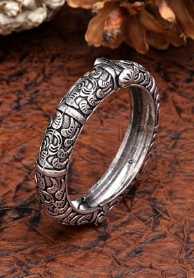 Silver Toned German Oxidised Kada Bangle