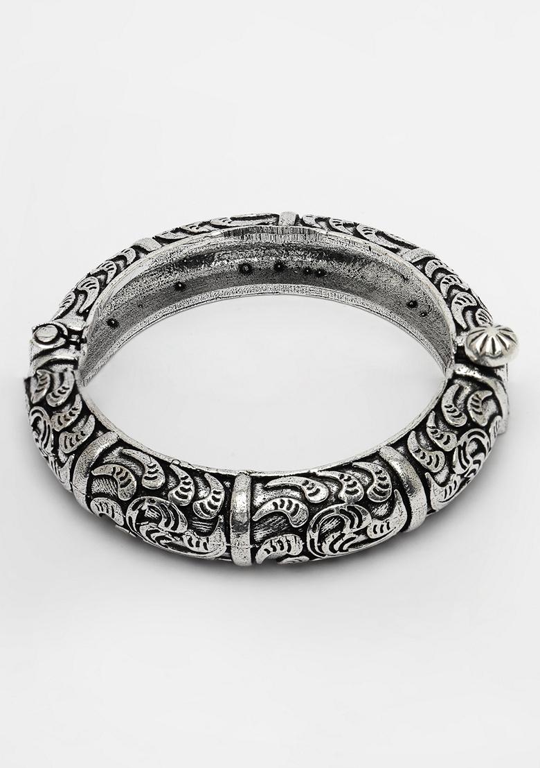 Silver Toned German Oxidised Kada Bangle