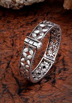 Silver Toned German Oxidised Kada Bangle