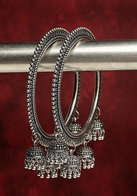 Silver Set Of 2 Toned German Oxidised Bangle