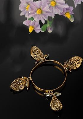 Black Gold Plated Kundan Pearl Designer Bracelets