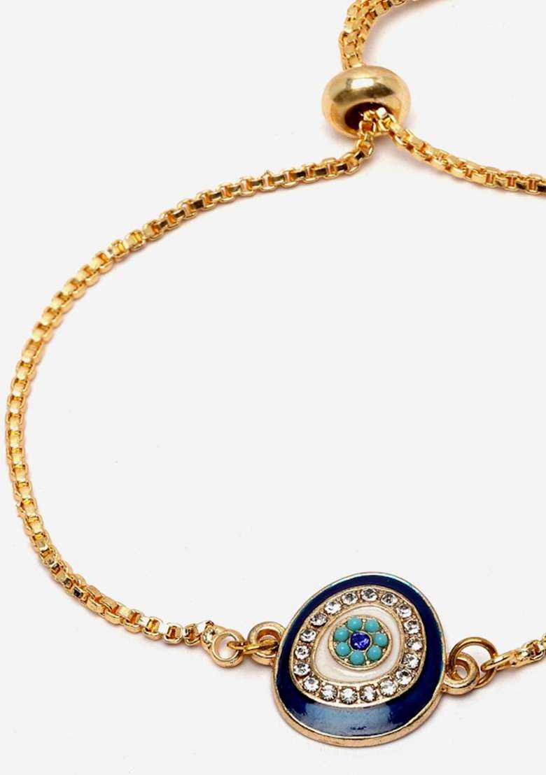 Blue Gold Plated Pearl Natural Stone Bracelet - Indya
