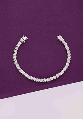 Silver Charming Cuban Cut Zircon Tennis Bracelet