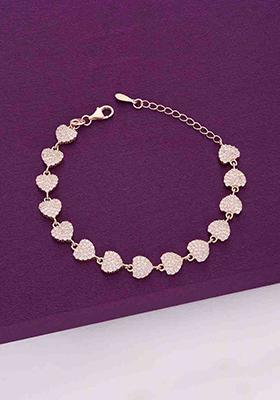 Rose Gold Single Strand Crystal Hearts Bracelet
