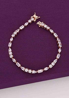 Rose Gold Elegant Multi Crystals Tennis Bracelet