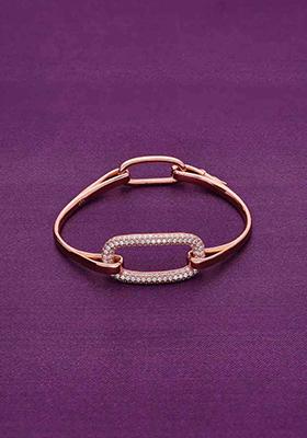 Rose Gold Sliding Ring Chain Bangle Bracelet