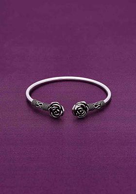 Silver Antique Roses Oxidized Bracelet