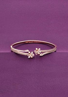 Rose Gold Blossoming Blooms Bangle Bracelet
