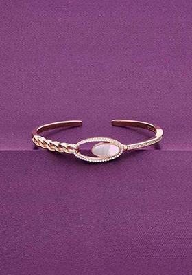 Rose Gold Stylish Pearly Chain Bangle Bracelet