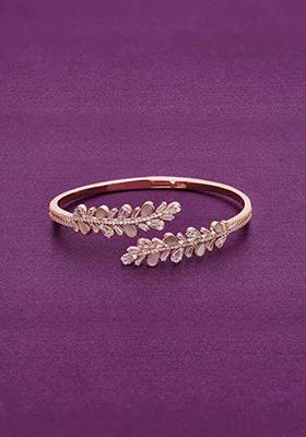 Rose Gold Lacy Leaves Bangle Bracelet
