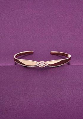 Rose Gold Enchanting Elegance Bow Bangle Bracelet