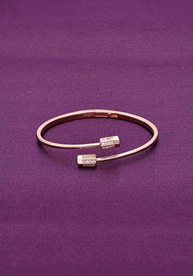 Rose Gold Shimmering Lotus Zircon Bangle Bracelet
