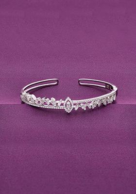 Silver Sparkling Treasure Zircon Bangle Bracelet