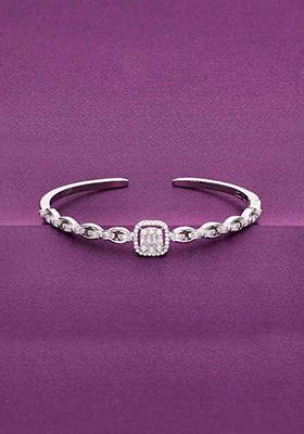 Silver Dazzling Droplets Zircon Bangle Bracelet