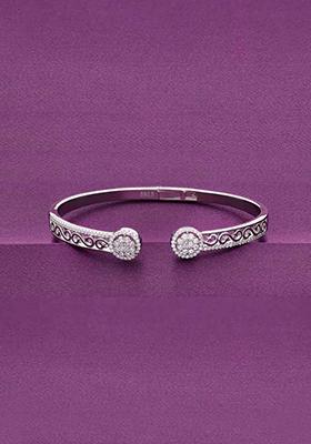Silver Authentic Twirls Zircon Bangle Bracelet